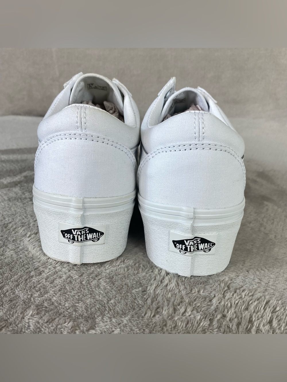 Vans Old Skool Stackform Shoes Womens Size 8 True White Canvas Platform NEW - Picture 7 of 10